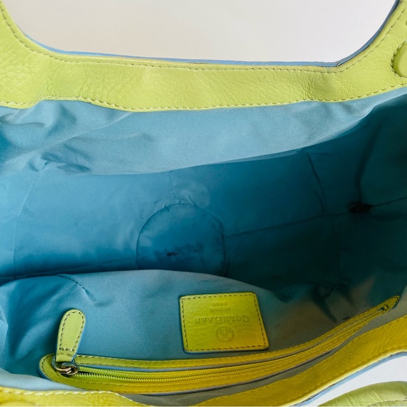 Cole Haan Megan Handbag Green Blue Cream Leather Purse Small - Picture 8 of 11